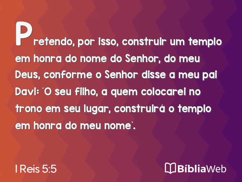 I Reis 5:5 em imagem para compartilhar