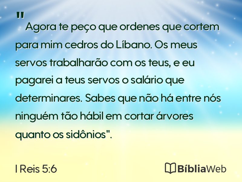 I Reis 5:6 em imagem para compartilhar