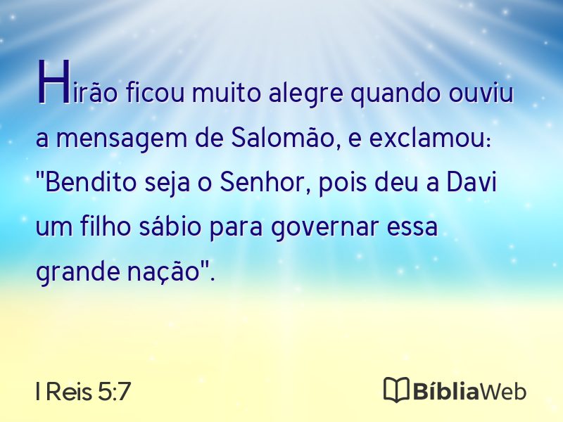 I Reis 5:7 em imagem para compartilhar