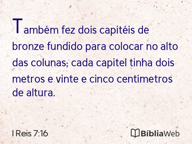 I Reis 7:16 em imagem para compartilhar