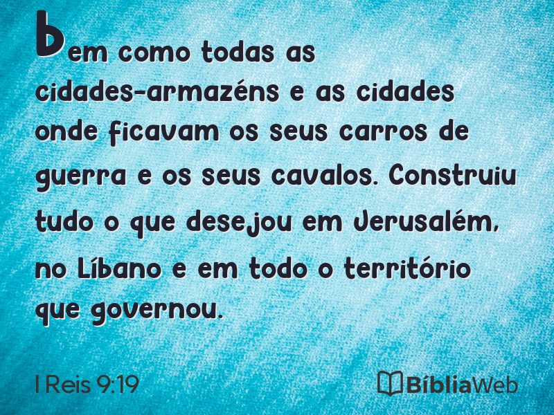 I Reis 9:19 em imagem para compartilhar