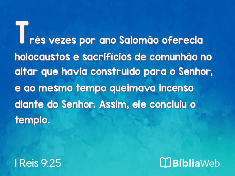 I Reis 9:25 em imagem para compartilhar