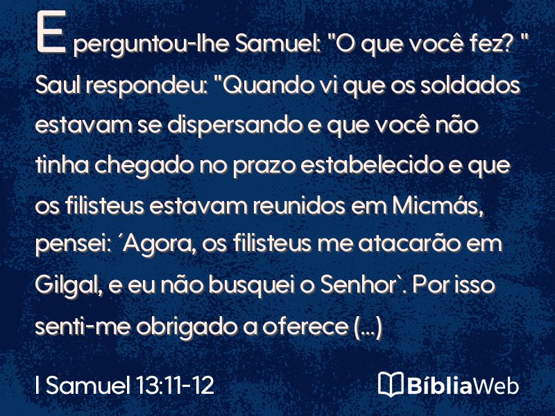 I Samuel 13:11-12 em imagem para compartilhar