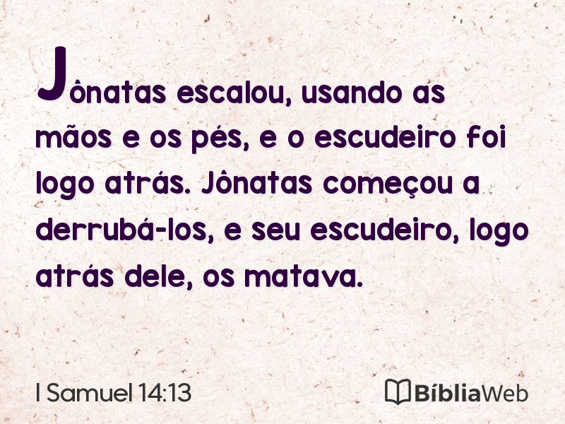 I Samuel 14:13 em imagem para compartilhar