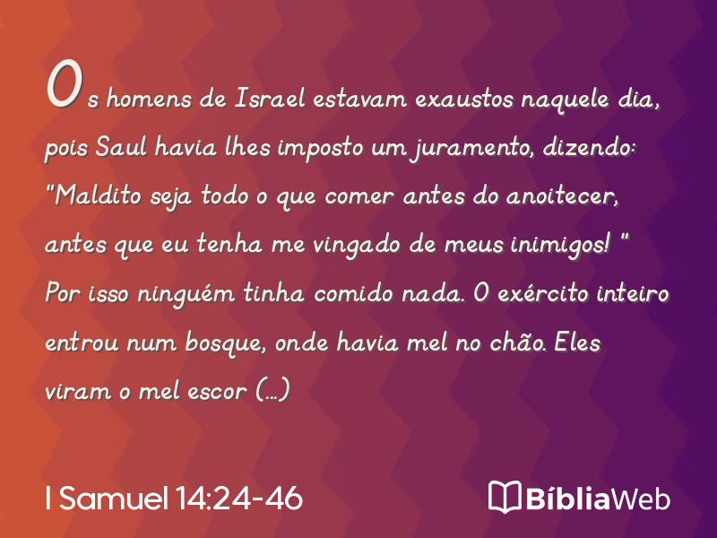 I Samuel 14:24-46 em imagem para compartilhar