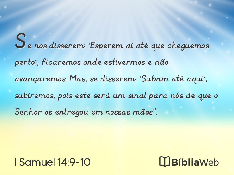 I Samuel 14:9-10 em imagem para compartilhar