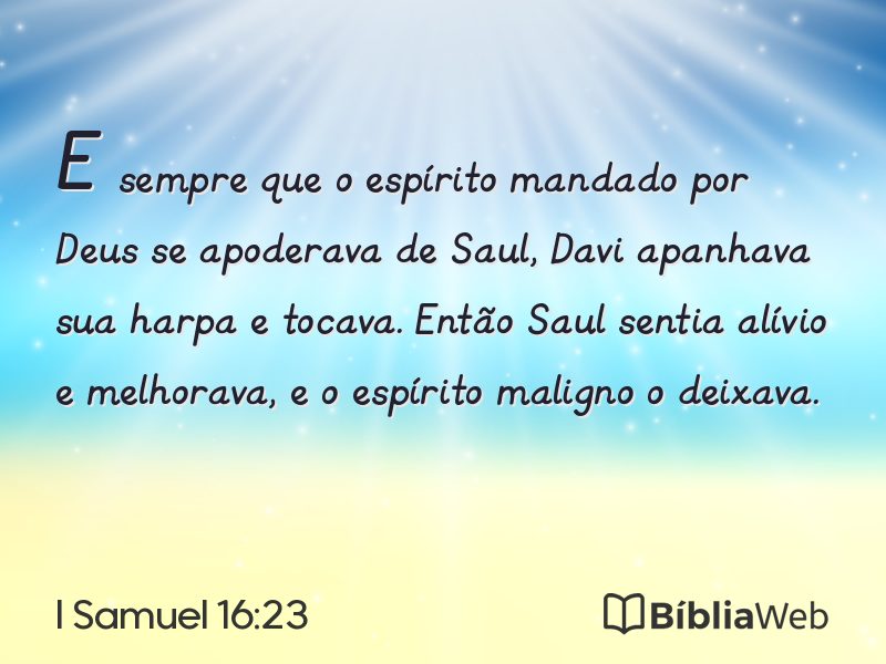 I Samuel 16:23 em imagem para compartilhar