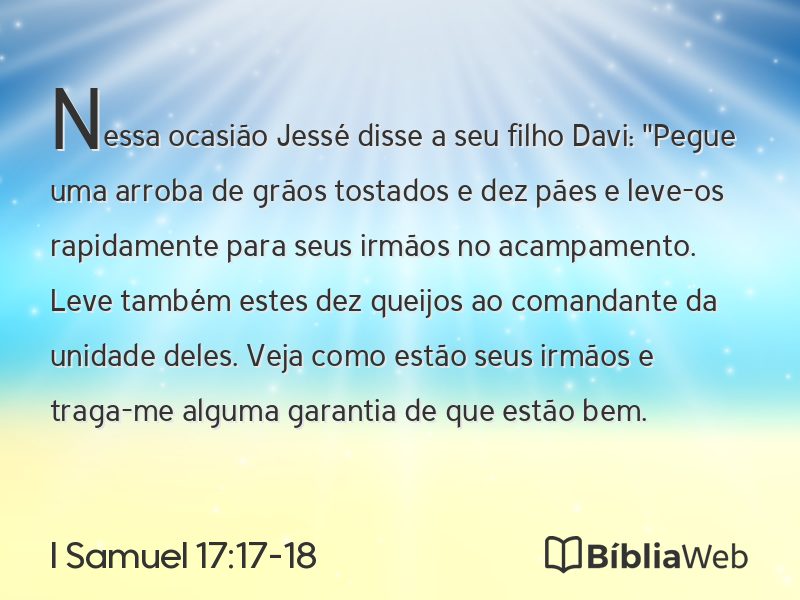 I Samuel 17:17-18 em imagem para compartilhar