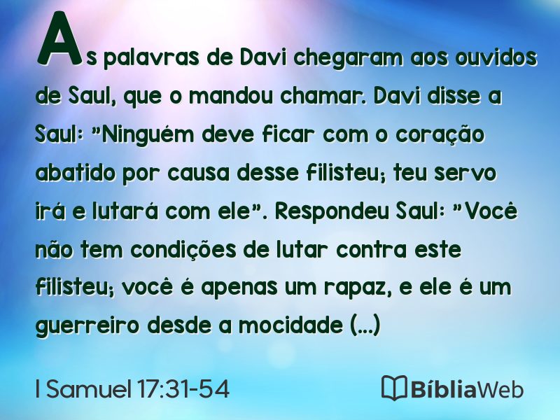 I Samuel 17:31-54 em imagem para compartilhar
