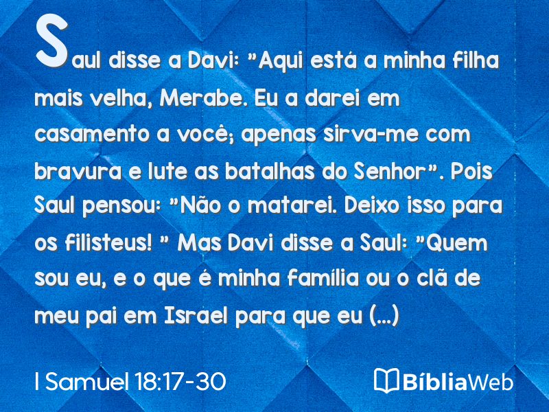 I Samuel 18:17-30 em imagem para compartilhar
