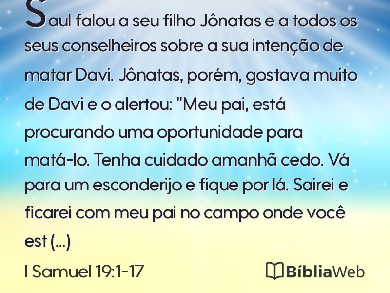 I Samuel 19:1-17 em imagem para compartilhar