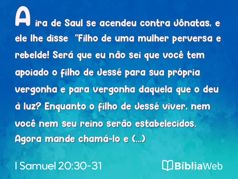 I Samuel 20:30-31 em imagem para compartilhar