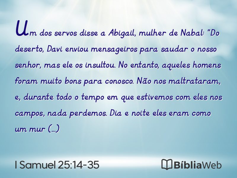 I Samuel 25:14-35 em imagem para compartilhar
