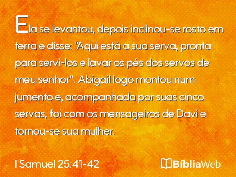 I Samuel 25:41-42 em imagem para compartilhar