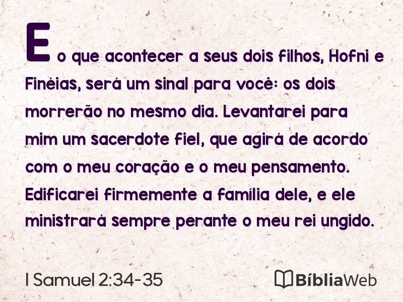 I Samuel 2:34-35 em imagem para compartilhar
