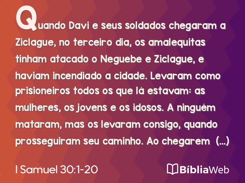 I Samuel 30:1-20 em imagem para compartilhar