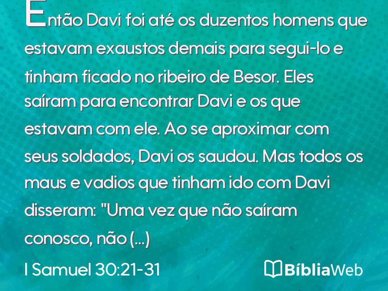 I Samuel 30:21-31 em imagem para compartilhar