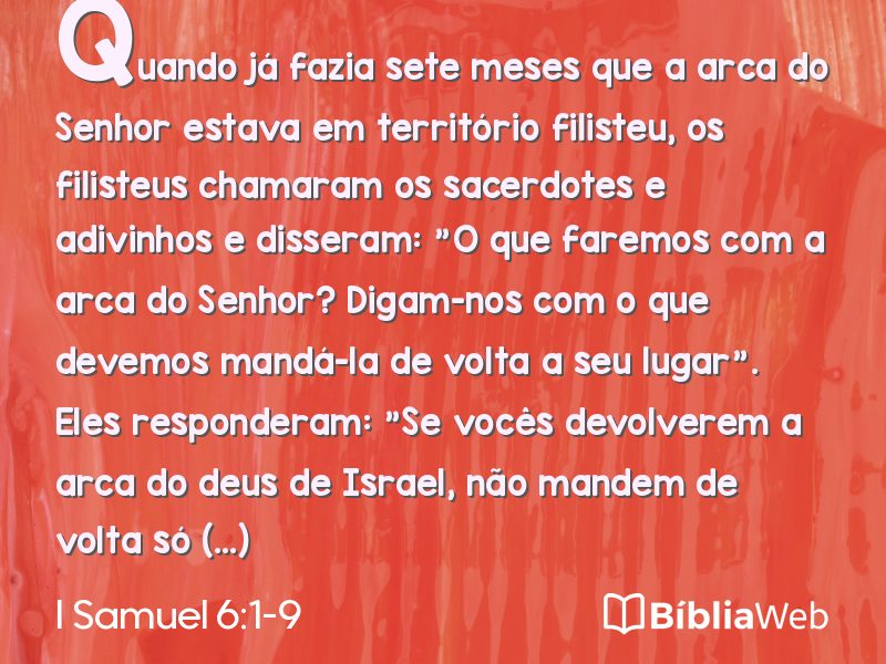 I Samuel 6:1-9 em imagem para compartilhar