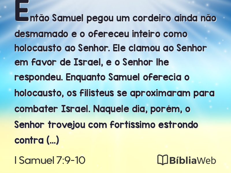 I Samuel 7:9-10 em imagem para compartilhar