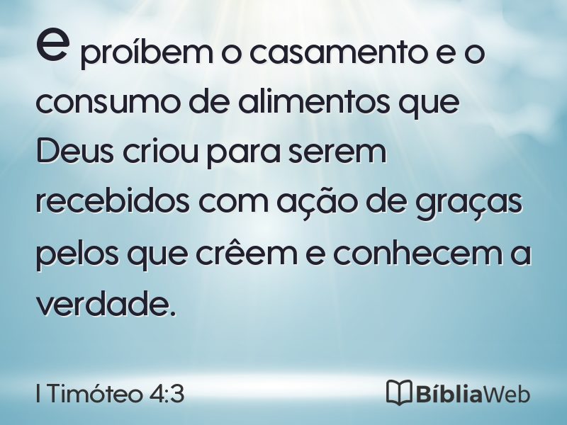 I Timóteo 4:3 em imagem para compartilhar