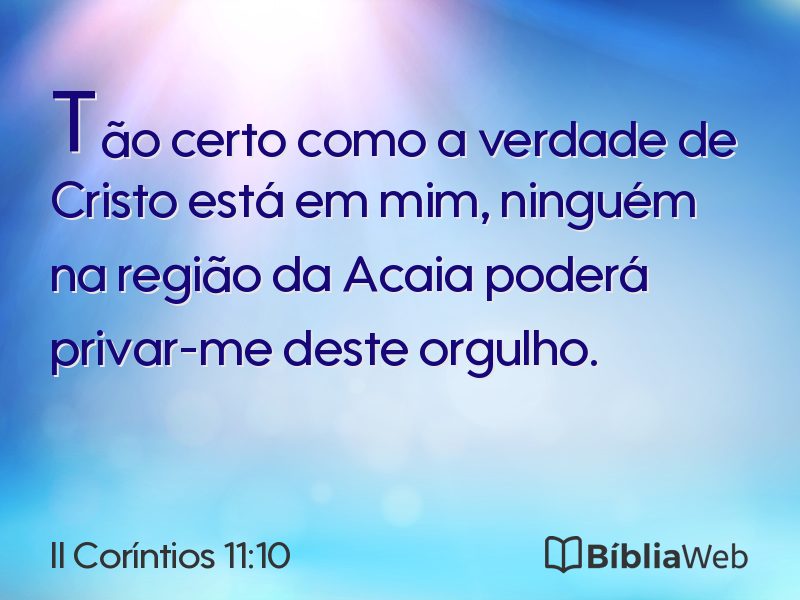II Coríntios 11:10 em imagem para compartilhar
