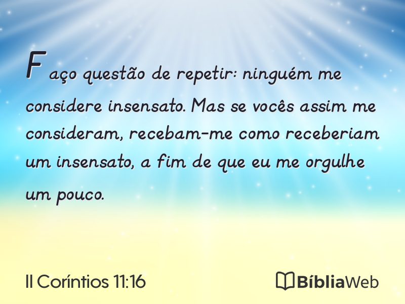 II Coríntios 11:16 em imagem para compartilhar