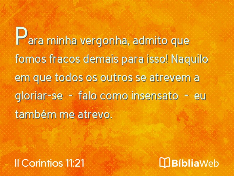 II Coríntios 11:21 em imagem para compartilhar