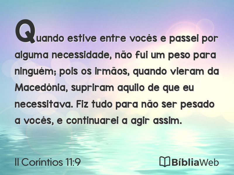 II Coríntios 11:9 em imagem para compartilhar