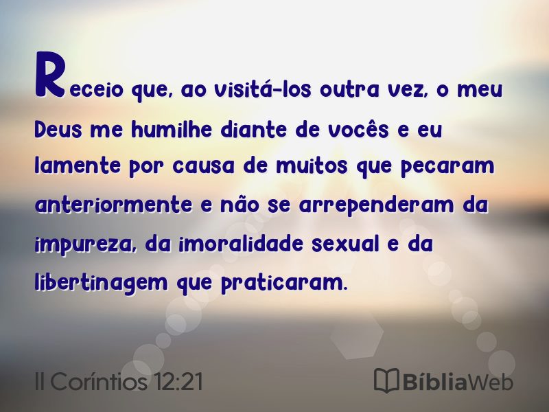 II Coríntios 12:21 em imagem para compartilhar