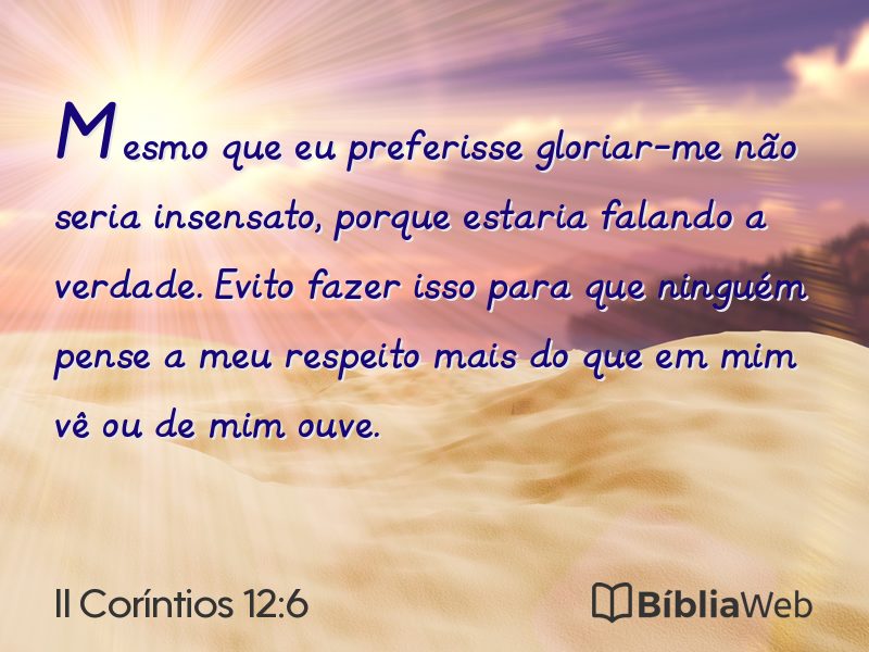 II Coríntios 12:6 em imagem para compartilhar