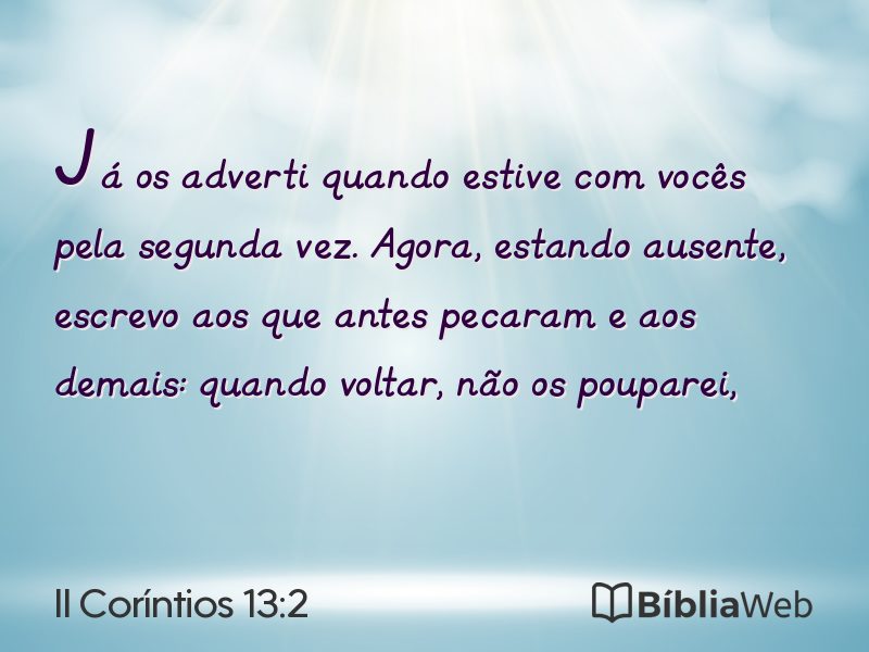 II Coríntios 13:2 em imagem para compartilhar