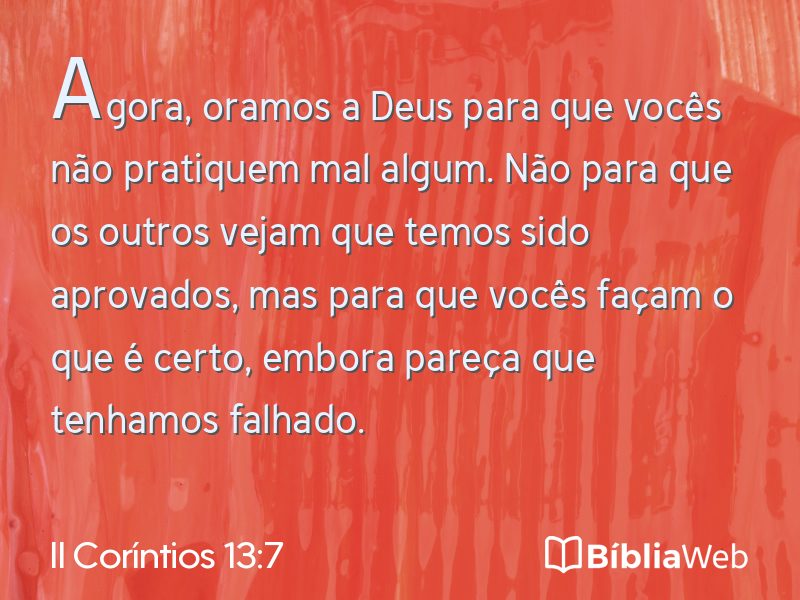 II Coríntios 13:7 em imagem para compartilhar