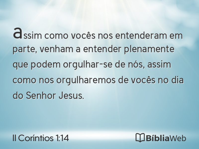 II Coríntios 1:14 em imagem para compartilhar