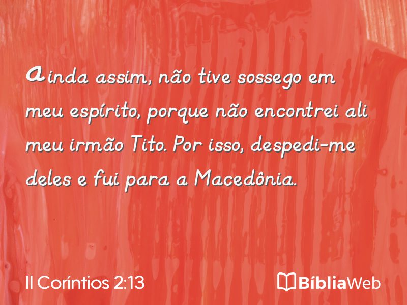 II Coríntios 2:13 em imagem para compartilhar