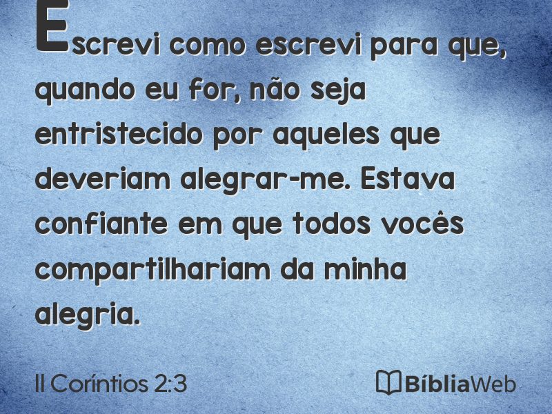 II Coríntios 2:3 em imagem para compartilhar