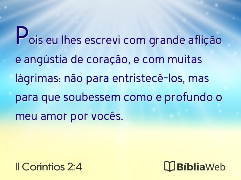 II Coríntios 2:4 em imagem para compartilhar