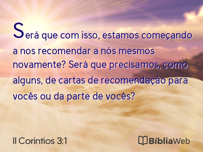 II Coríntios 3:1 em imagem para compartilhar