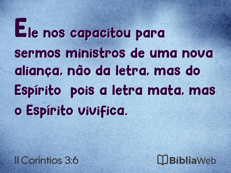 II Coríntios 3:6 em imagem para compartilhar