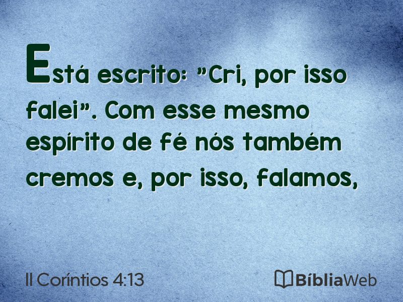 II Coríntios 4:13 em imagem para compartilhar
