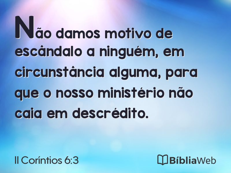 II Coríntios 6:3 em imagem para compartilhar