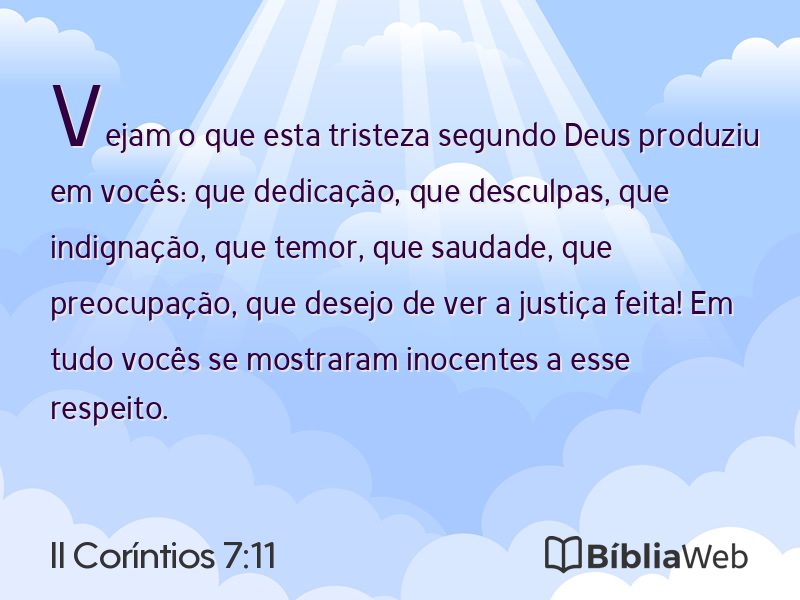 II Coríntios 7:11 em imagem para compartilhar