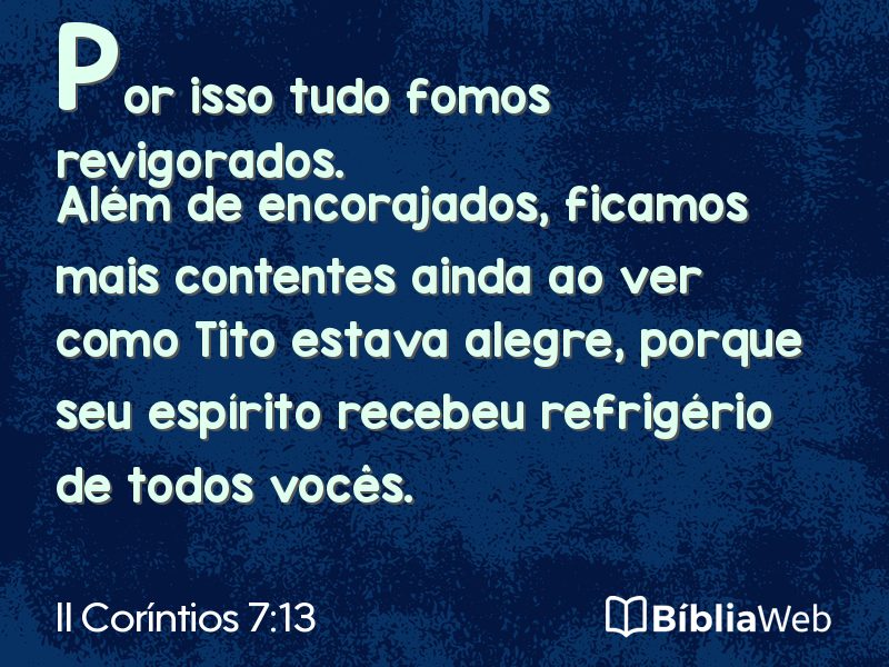 II Coríntios 7:13 em imagem para compartilhar