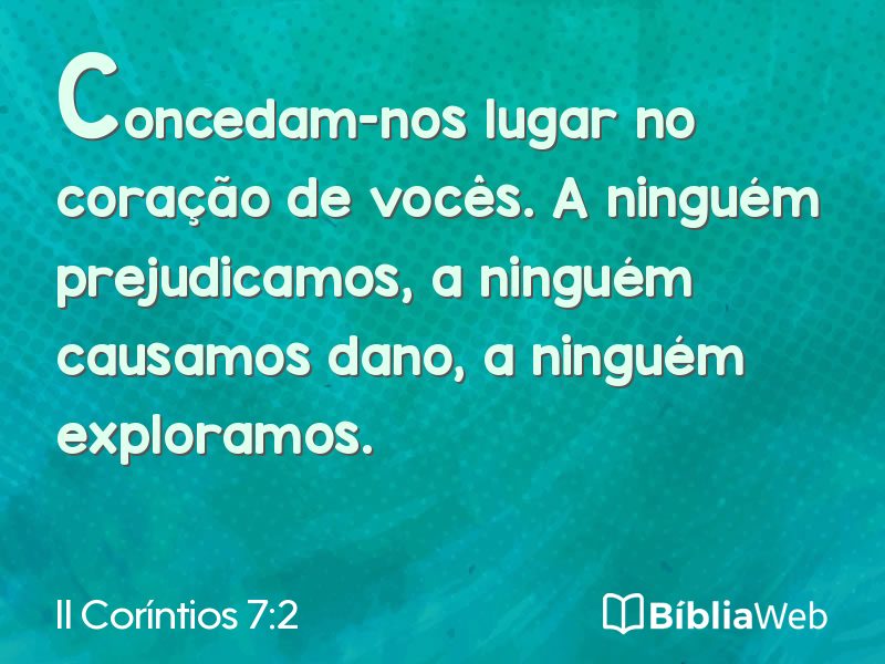 II Coríntios 7:2 em imagem para compartilhar