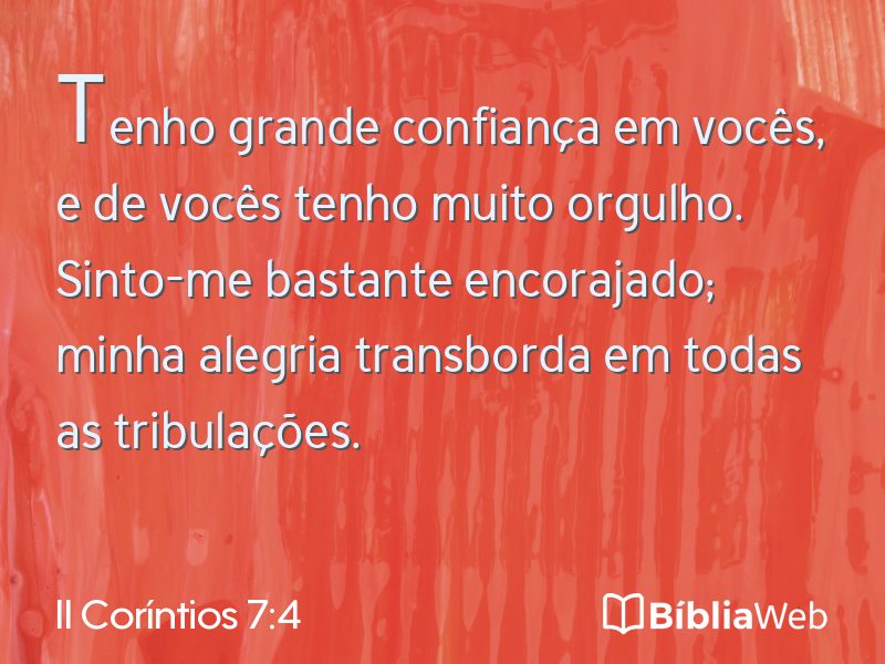 II Coríntios 7:4 em imagem para compartilhar