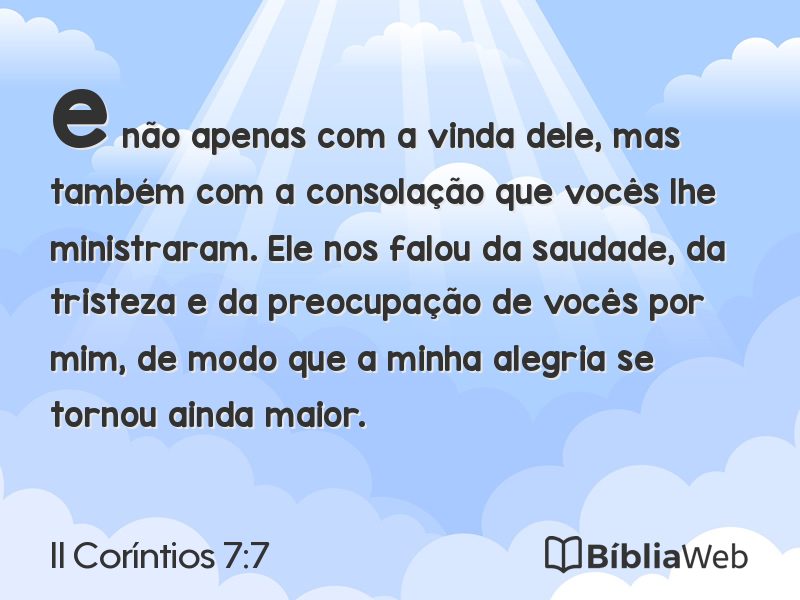 II Coríntios 7:7 em imagem para compartilhar