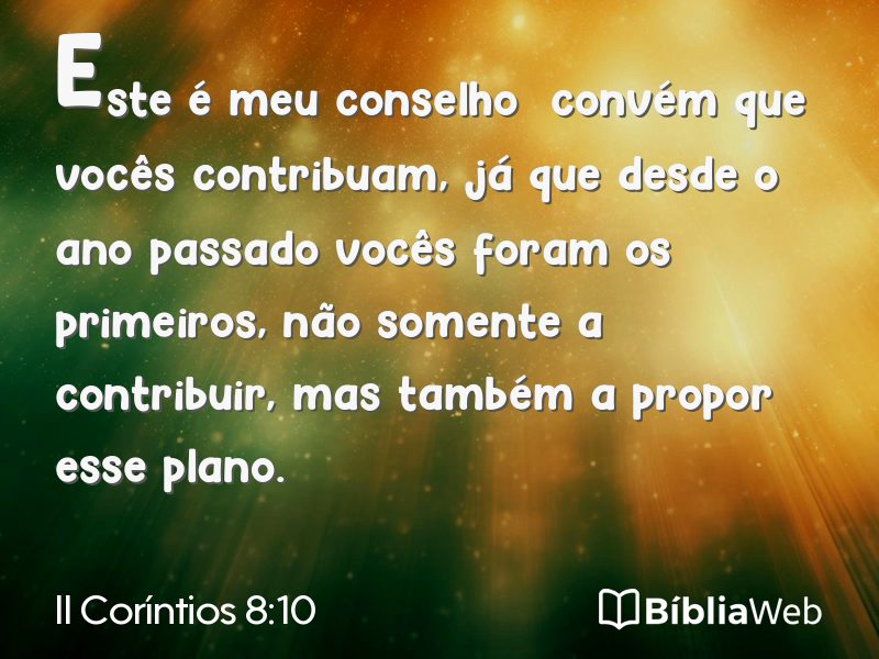 II Coríntios 8:10 em imagem para compartilhar