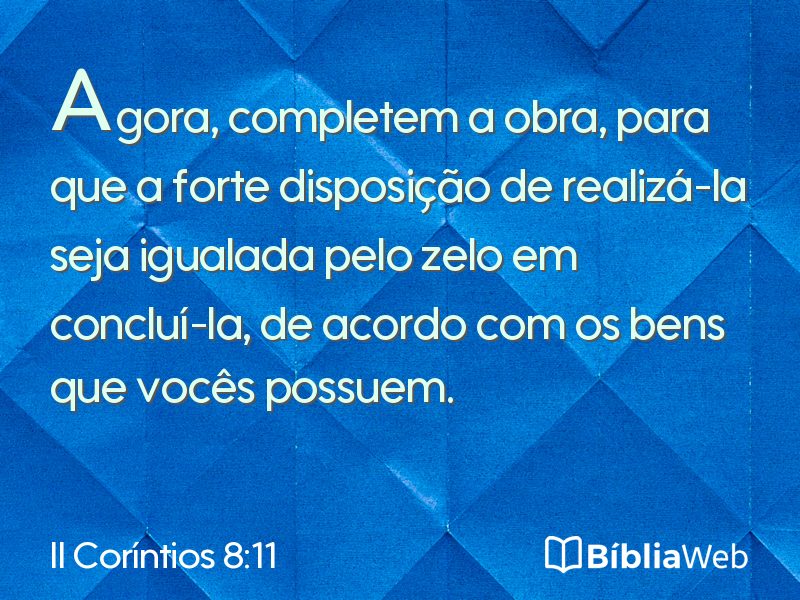 II Coríntios 8:11 em imagem para compartilhar