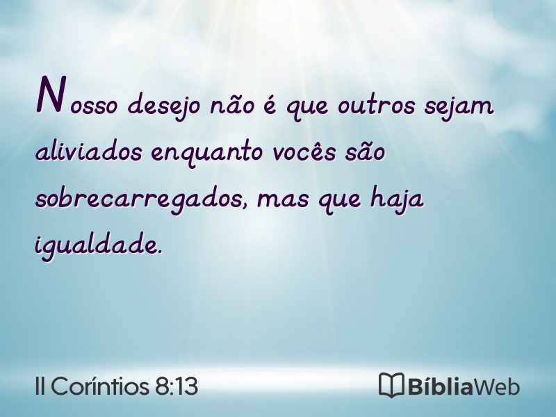 II Coríntios 8:13 em imagem para compartilhar