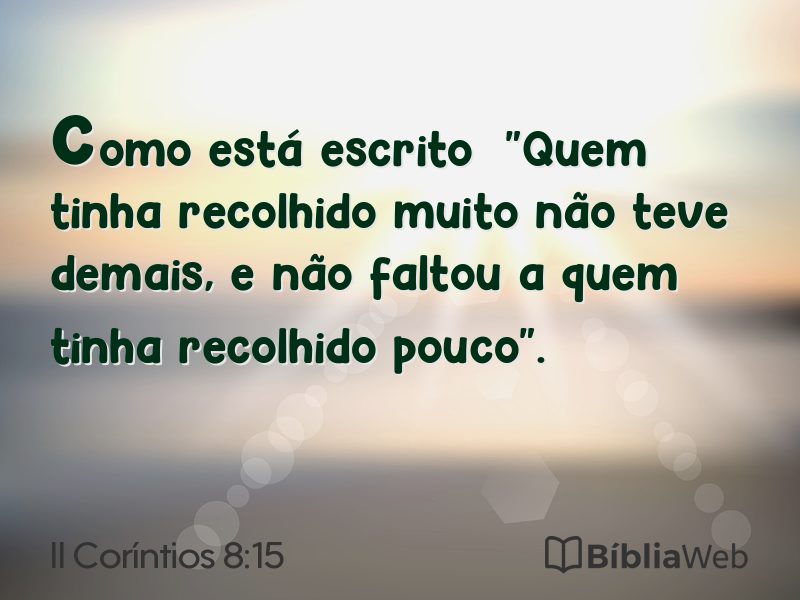 II Coríntios 8:15 em imagem para compartilhar