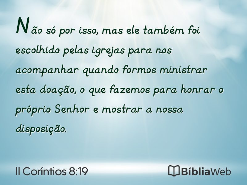 II Coríntios 8:19 em imagem para compartilhar